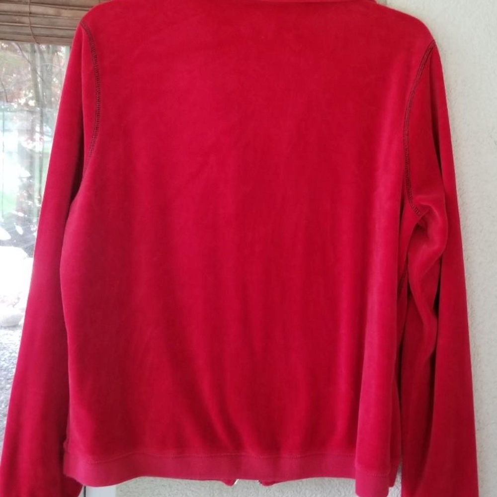 Tommy Hilfiger full zip velour red track jacket SZ XL - Picture 6 of 7